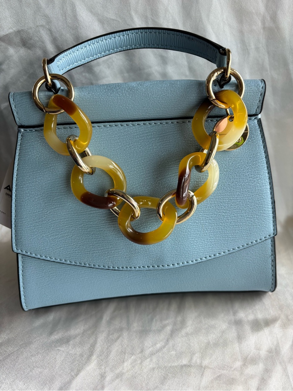 Aldo Light Blue Crossbody Bag with Tortoiseshell-Link Accent - Picture 2 of 16